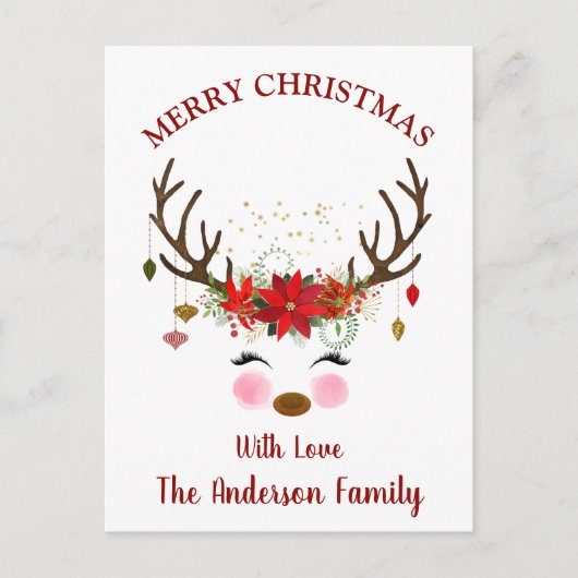 Kerstfeestkaart voor rendieren feestdagenkaart (Voorkant)