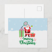 Kerstfeestkaart voor Tennis met bal en kerstman Briefkaart (Voorkant / Achterkant)