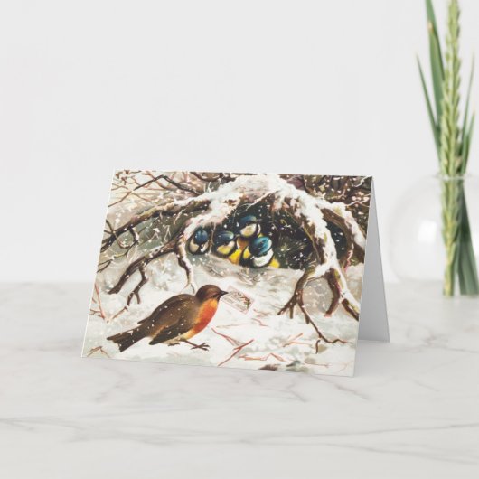  kerstfeestkaart voor vogels feestdagen kaart (Voorkant)