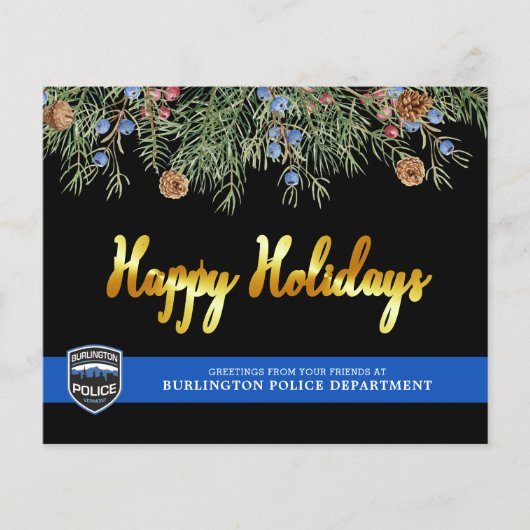 Kerstfeestkaarten van de afdeling Begrotingspoliti (Voorkant)