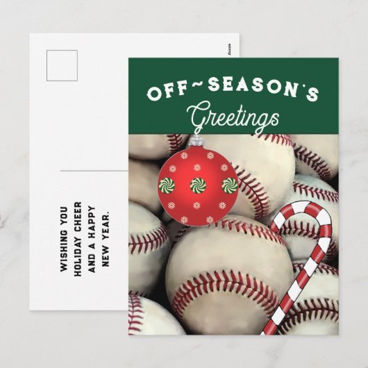 Kerstfeestkaarten voor honkbal feestdagenkaart (Voorkant / Achterkant)