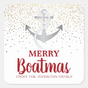 Kerstfeestkermis Boat Nautical Anchor Boatmas Vierkante Sticker