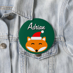 Kerstfeestknoppen met vrolijke Kerstman vos Ronde Button 4,0 Cm