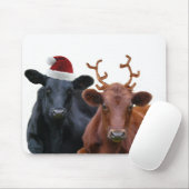 Kerstfeestkoeien in Santa Hat en Antlers Muismat (Met muis)