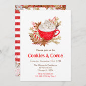 Kerstfeestkoekjes en cacao kaart (Voorkant / Achterkant)