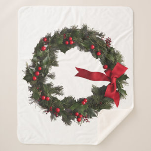 KERSTFEESTKRANS Fleece Dekbed Sherpa Deken