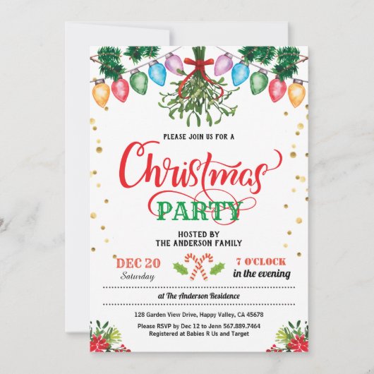 kerstfeestkus onder mistletoe kaart (Voorkant)