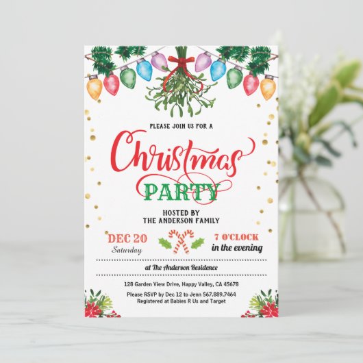 kerstfeestkus onder mistletoe kaart (Staand voorkant)