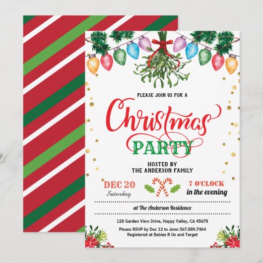 kerstfeestkus onder mistletoe kaart (Voorkant / Achterkant)