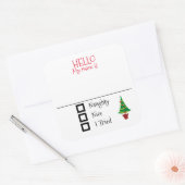 kerstfeestlabel badge Naughty Nice Vierkante Sticker (Envelop)