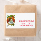 kerstfeestlabel met witte kat etiket (Insitu)