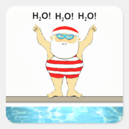 Kerstfeestlabels zwemmen vierkante sticker