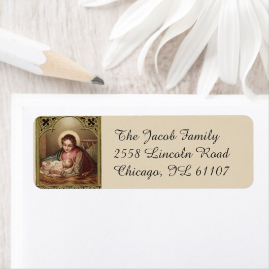 kerstfeestmaagd Mary Jesus Manger Etiket (Insitu)