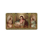 kerstfeestmaagd Mary Jesus Manger Etiket (Voorkant)