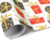 kerstfeestmaal Cadeaus met glitter Gift Cadeaupapier (Rol Hoek)