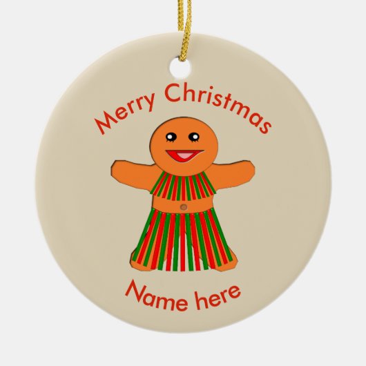 kerstfeestmaal Gingerbrood Woman Custom Ornament (Voorkant)