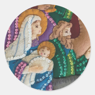 kerstfeestmaal Handgemaakte feelstik Ronde Sticker