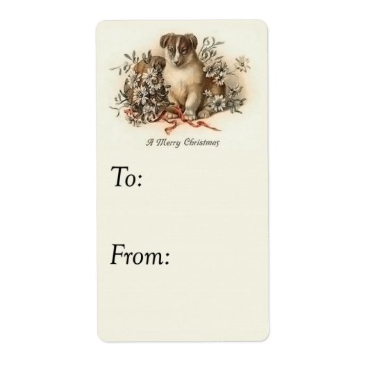  kerstfeestmaal Label met puppy Gift (Voorkant)