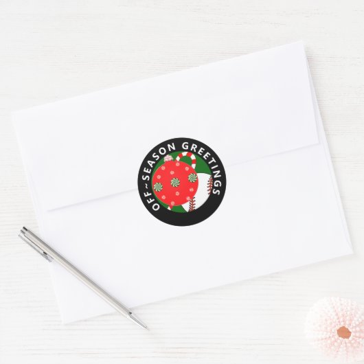 Kerstfeestmaal met honkbal ronde sticker (Envelop)