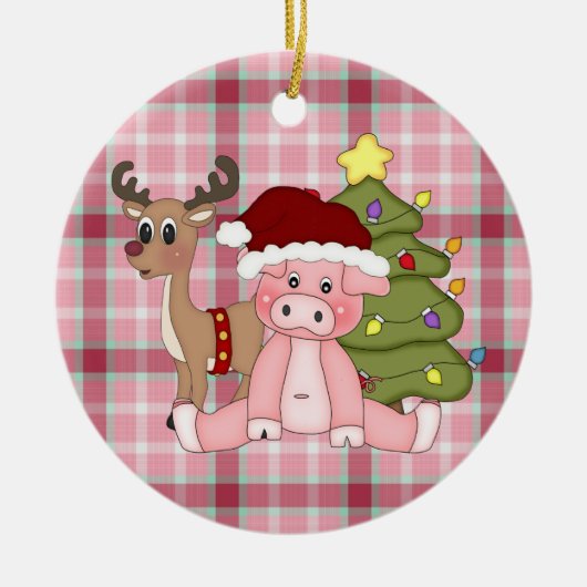 kerstfeestnamekruid keramisch ornament (Voorkant)