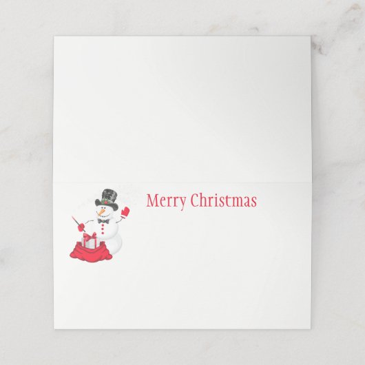 kerstfeestnummer plaatskaartje (Buitenkant ongevouwen)