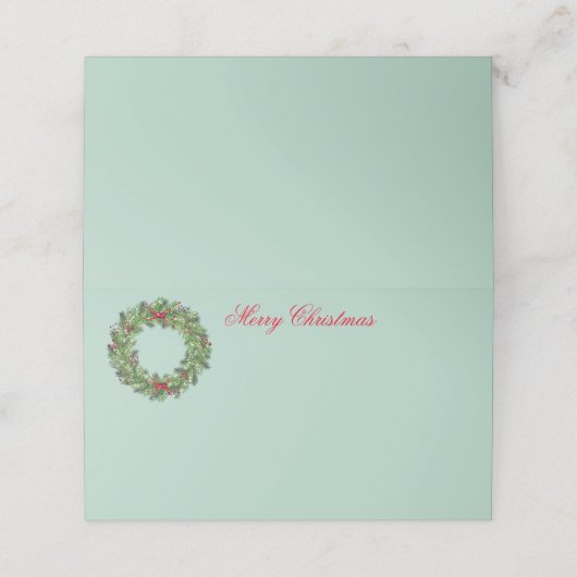 kerstfeestnummer plaatskaartje (Buitenkant ongevouwen)