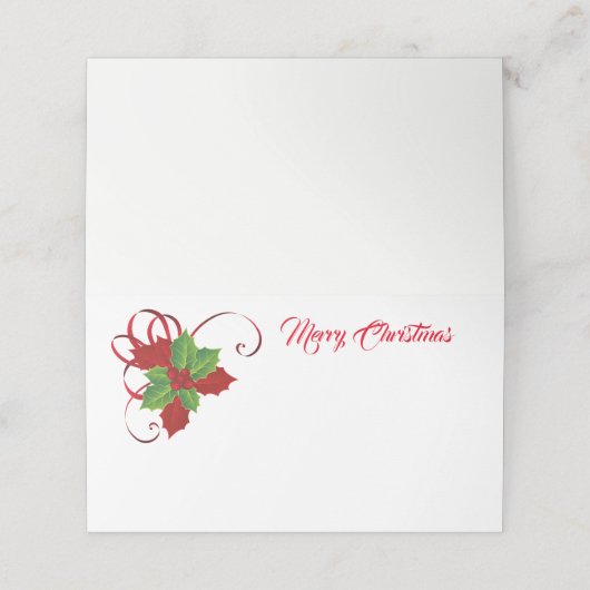 kerstfeestnummer plaatskaartje (Buitenkant ongevouwen)