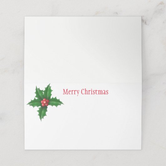 kerstfeestnummer plaatskaartje (Buitenkant ongevouwen)