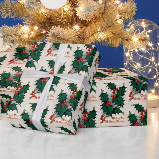  kerstfeestomslag Holly Berry Cadeaupapier (Feestdagen)