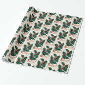  kerstfeestomslag Holly Berry Cadeaupapier (Uitgerold)