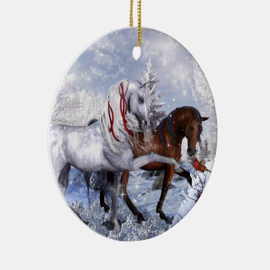 kerstfeestpaarden keramisch ornament (Rechts)