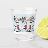 kerstfeestrendieren met sneeuwvlokken shot glas (Voorkant)