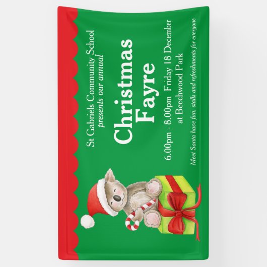 kerstfeestrode groene feestbanner spandoek (Verticaal)