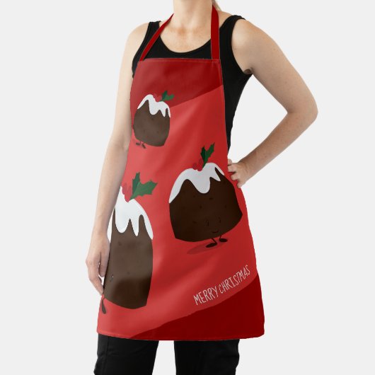 Kerstfeestrode kerstCartoon Schort (Insitu)