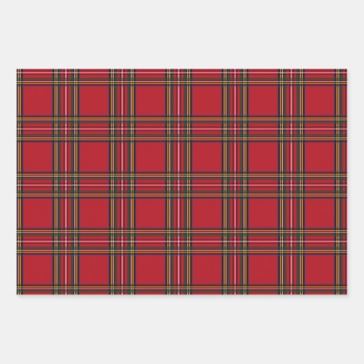 Kerstfeestrood met tartan ompakken papier inpakpapier vel (Voorkant)