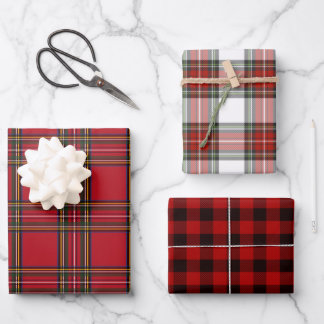 Kerstfeestrood met tartan ompakken papier inpakpapier vel