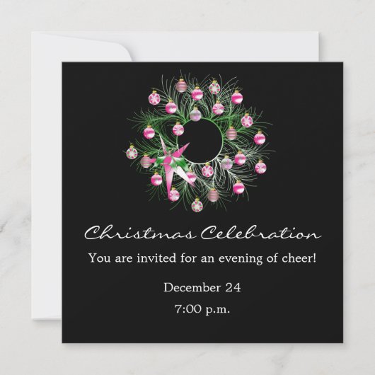 Kerstfeestroze kreet (zwart) kaart (Voorkant)