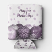 kerstfeestroze Paarse Ornamenten Snowflakes Blikjeskoeler (Achterkant)