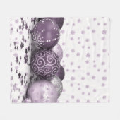 kerstfeestroze Paarse Ornamenten Snowflakes Fleece Deken (Voorkant (Horizontaal))