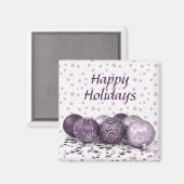 kerstfeestroze Paarse Ornamenten Snowflakes Magneet (Voorkant / Achterkant)