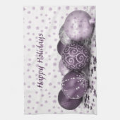 kerstfeestroze Paarse Ornamenten Snowflakes Theedoek (Verticaal)