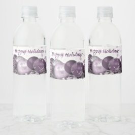 kerstfeestroze Paarse Ornamenten Snowflakes Waterfles Etiket