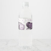 kerstfeestroze Paarse Ornamenten Snowflakes Waterfles Etiket (Achterkant)