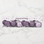 kerstfeestroze Paarse Ornamenten Snowflakes Waterfles Etiket (Enkel label)