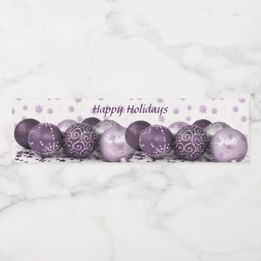 kerstfeestroze Paarse Ornamenten Snowflakes Waterfles Etiket (Enkel label)