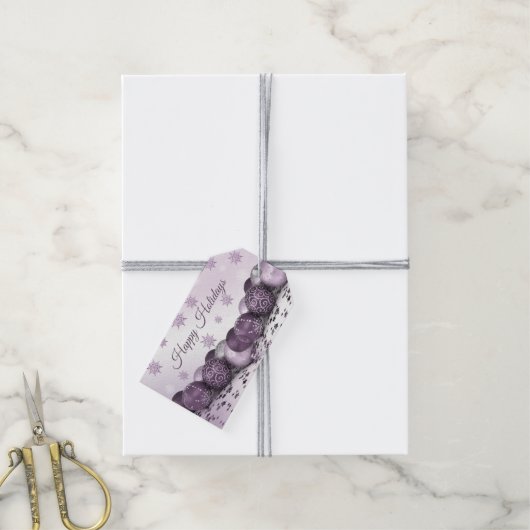 kerstfeestroze Paarse sierschilfers Cadeaulabel (Met Touw)