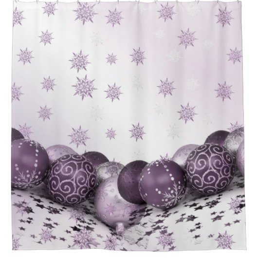 kerstfeestroze Paarse sierschilfers Douchegordijn (Voorkant)