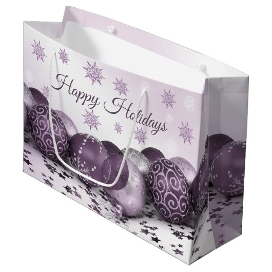 kerstfeestroze Paarse sierschilfers Groot Cadeauzakje (Voorkant Gekanteld)