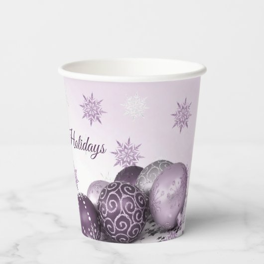 kerstfeestroze Paarse sierschilfers Papieren Bekers (Achterkant)