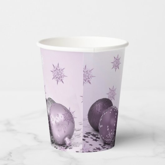 kerstfeestroze Paarse sierschilfers Papieren Bekers (Rechts)